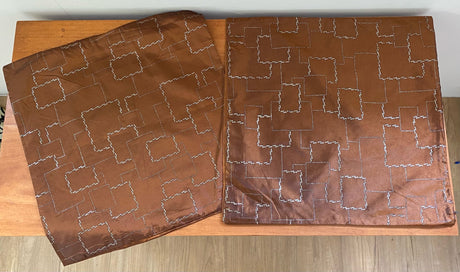 Cushion covers set of 8 in brown with golden cube pattern, stylish, durable, and easy to clean for modern home decor.