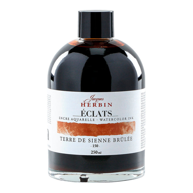 Jacques Herbin Eclats 150 Burnt Siena watercolour ink, 250ml, vibrant and versatile for artists, made in France.