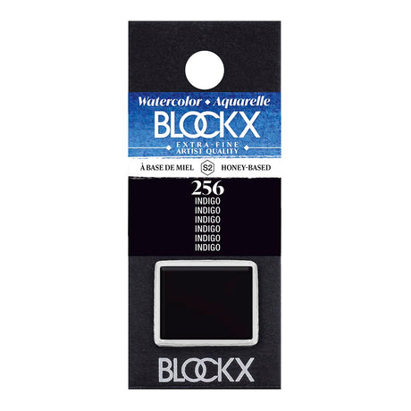 BLOCKX Watercolour Half Pan S2 256 Indigo featuring rare light-resistant pigments for vibrant, versatile artistry.