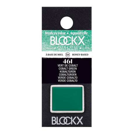 BLOCKX Watercolour Half Pan S4 461 Cobalt Green, a hand-made, semi-opaque pigment known for its brilliance and durability.