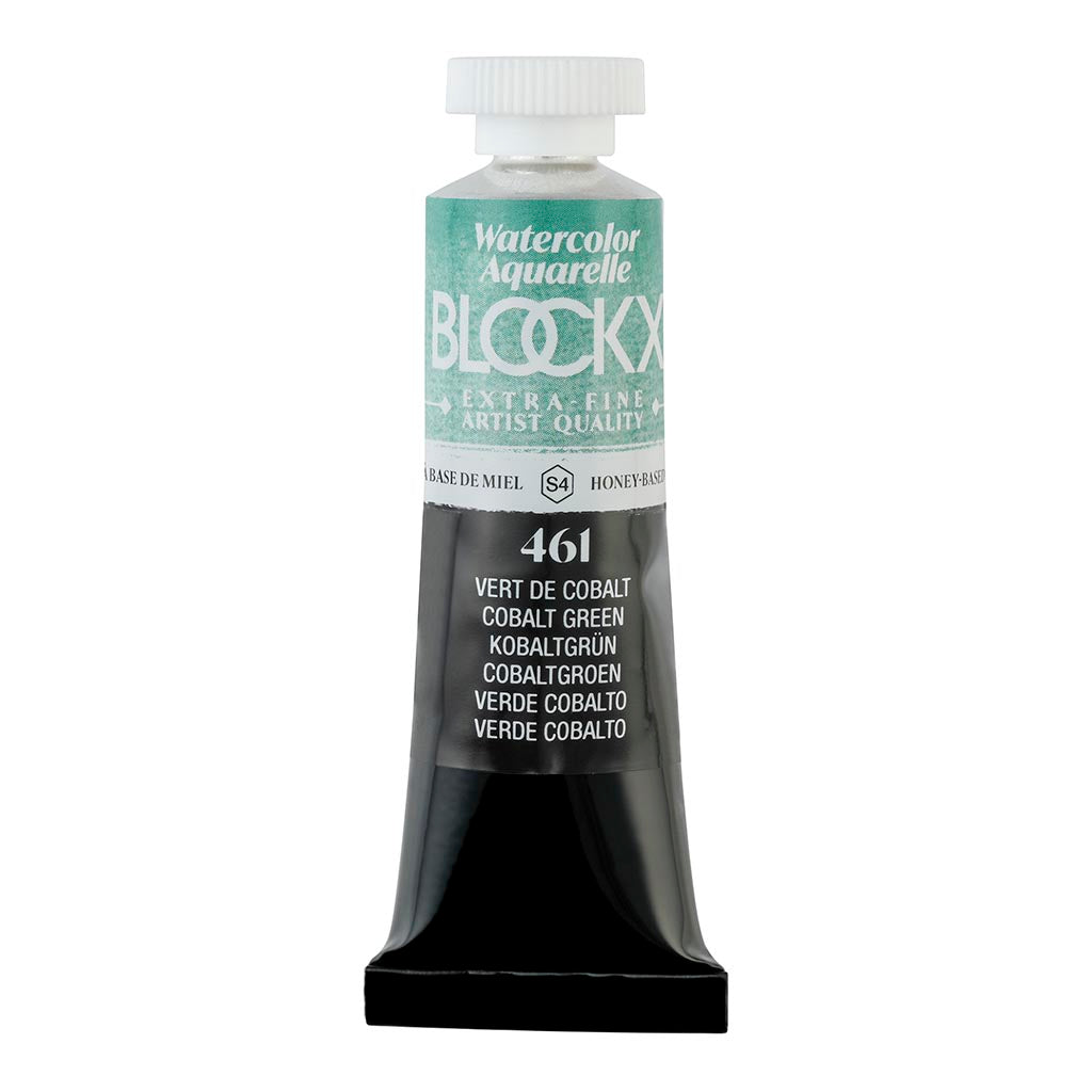BLOCKX 15ml watercolour tube in Cobalt Green, featuring vibrant, light-resistant pigments for superior artistry and brilliance.