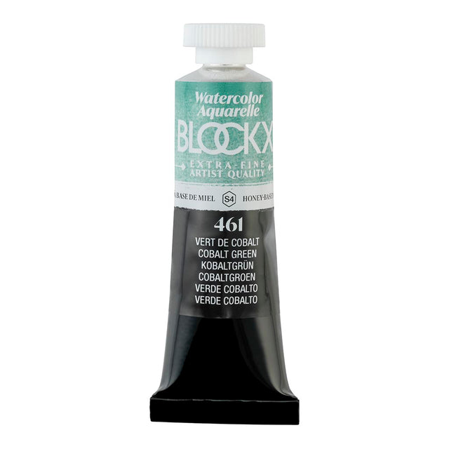 BLOCKX 15ml watercolour tube in Cobalt Green, featuring vibrant, light-resistant pigments for superior artistry and brilliance.