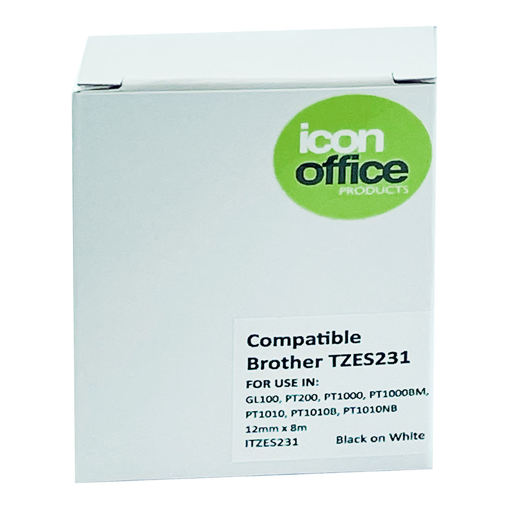 Icon Compatible Brother Strong TZ Tape 12mm Black on White