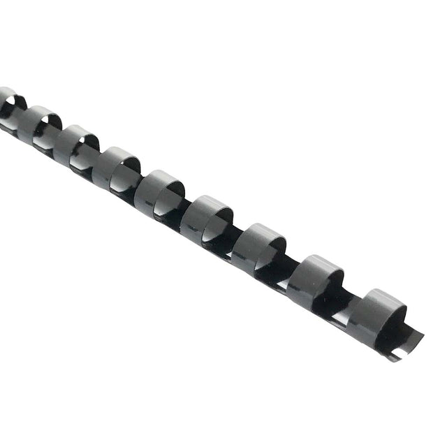 Black 10mm Icon Binding Coils in a pack of 25, perfect for securely binding documents and presentations up to 65 sheets.