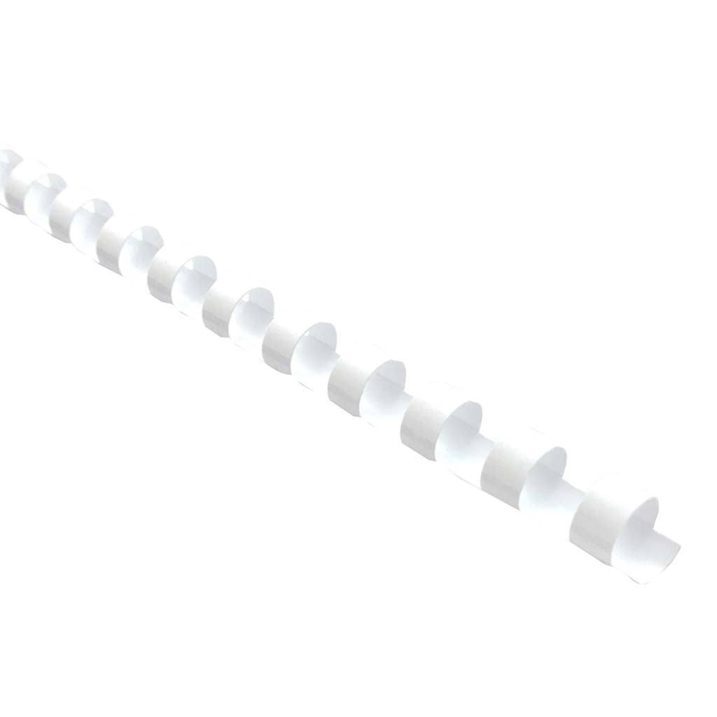 White Icon Binding Coil Plastic 10mm in a pack of 25, designed for binding up to 65 sheets with durability and style.