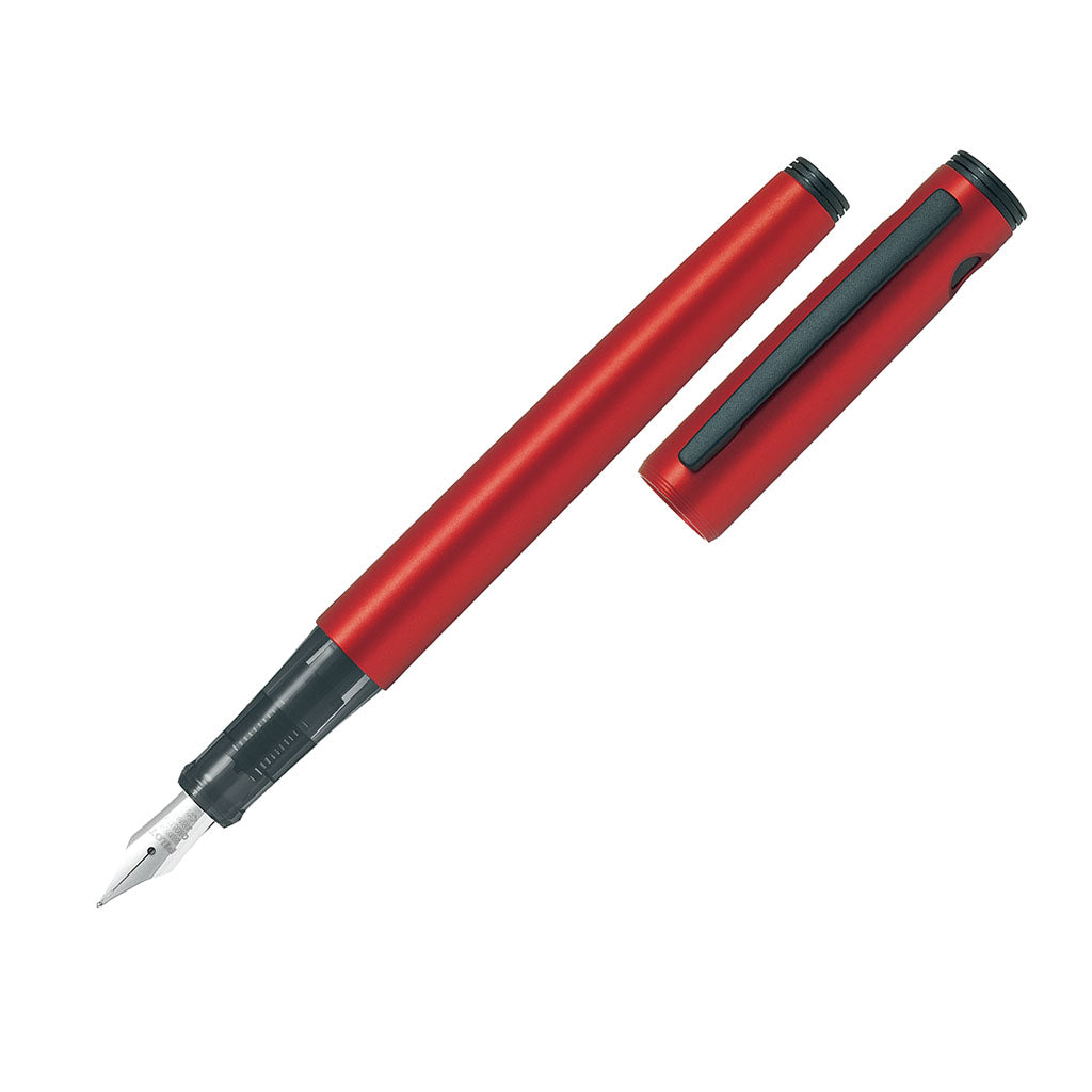 Pilot Explorer Fountain Pen in Fine Metallic Red with stainless steel nib, lightweight resin barrel, ideal for everyday carry.