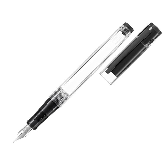 Pilot Explorer Fountain Pen with clear barrel, stainless steel nib, lightweight design, and airtight cap for reliable writing.