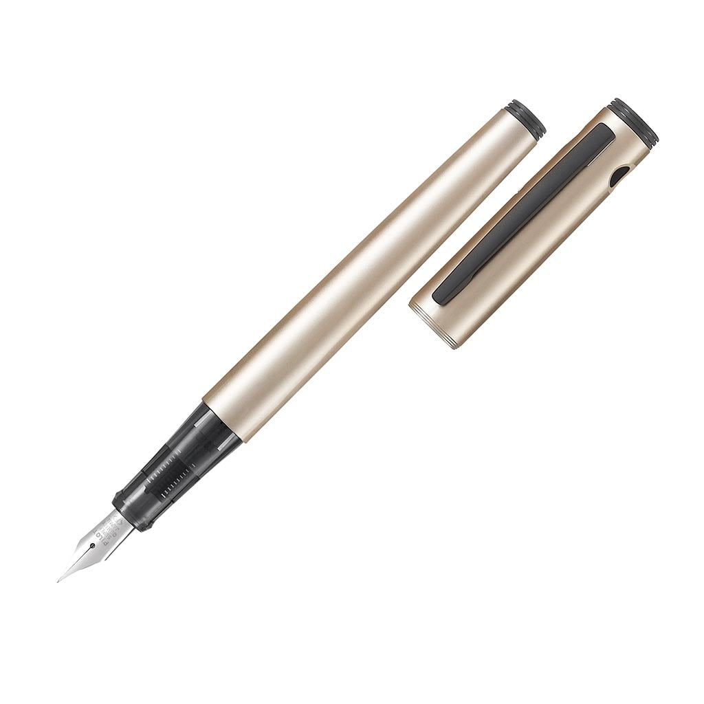 Elegant Pilot Explorer Fountain Pen with fine gold barrel, smooth stainless steel nib, and airtight cap for EDC use.