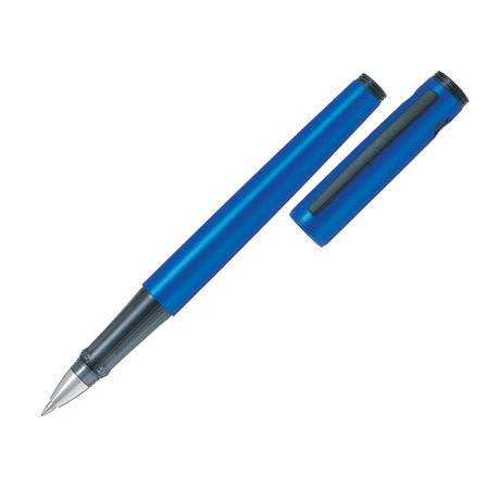 Metallic blue Pilot Explorer Gel Rollerball pen with ergonomic grip and smooth ink, perfect for everyday writing.