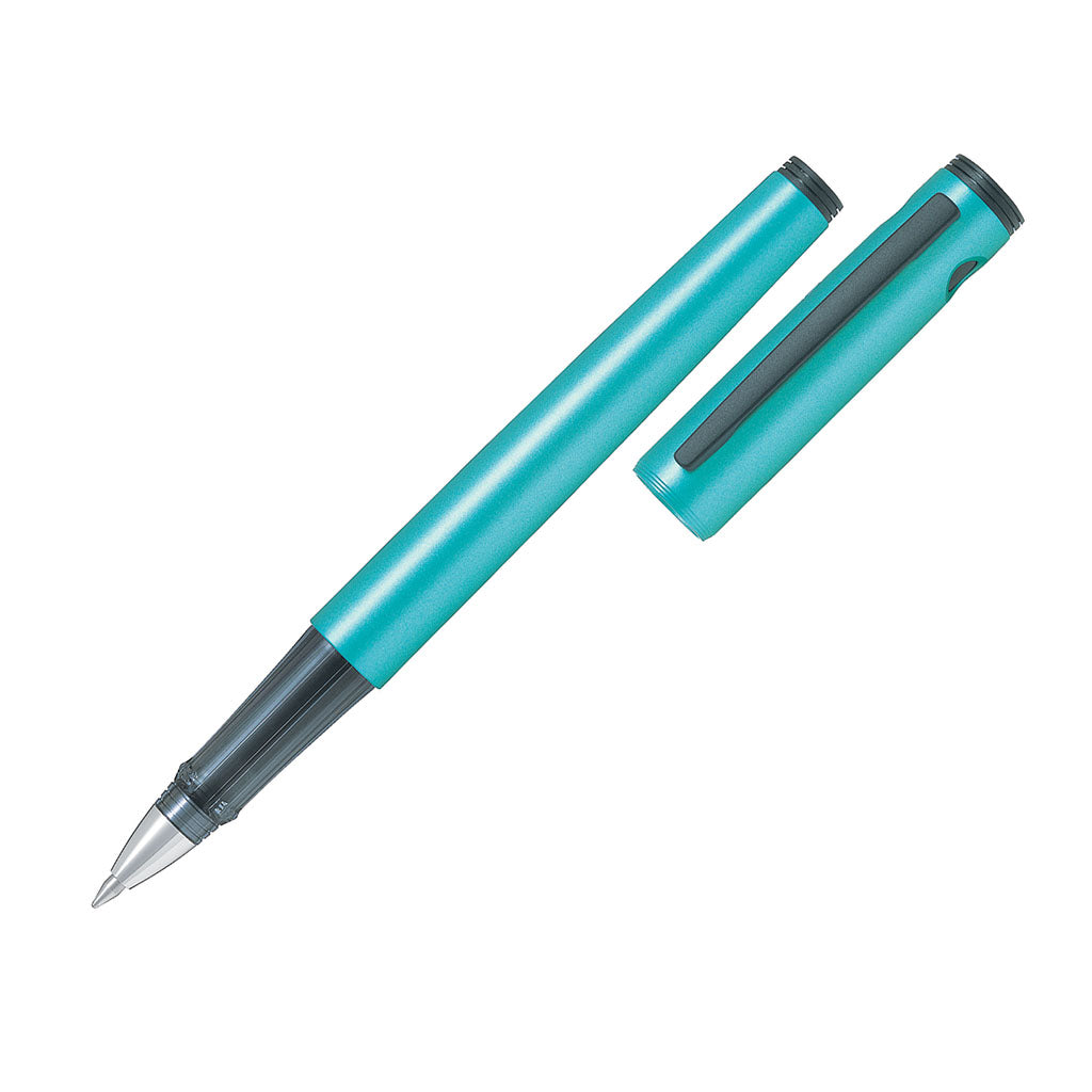 Stylish Pilot Explorer Gel Rollerball in Metallic Emerald Blue, featuring a fine 0.7mm tip and durable, comfortable design.