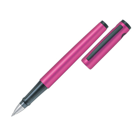 Pilot Explorer Gel Rollerball in metallic pink features a fine 0.7mm tip, archival-safe ink, and a lightweight resin design.