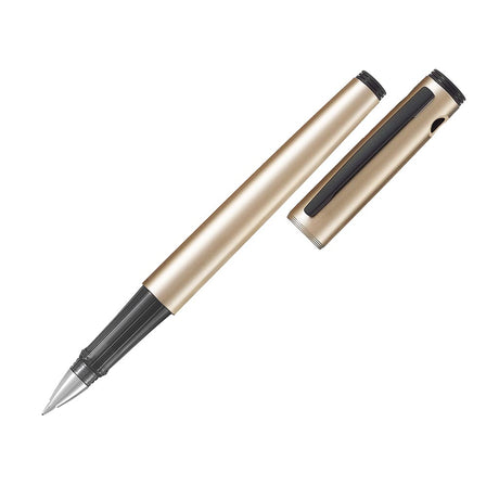 Elegant gold rollerball pen with 0.7mm tip, archival-safe gel ink, and comfortable grip, perfect for creativity on the go.