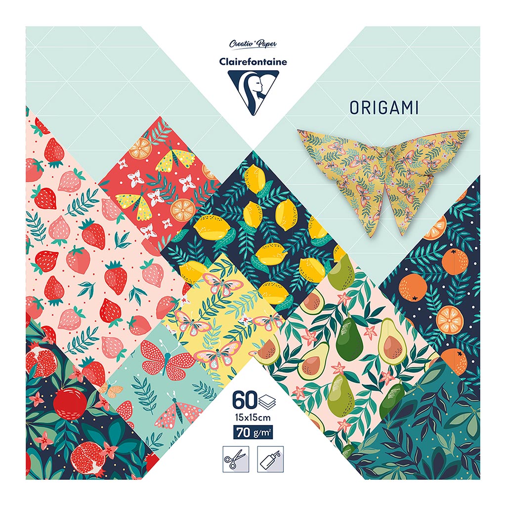 Clairefontaine Origami Paper Fruity Garden 15x15cm 60sh