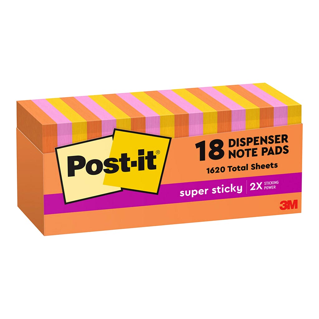 Post-it Super Sticky Pop Up Notes  76x76mm Energy (Rio), Pack of 18