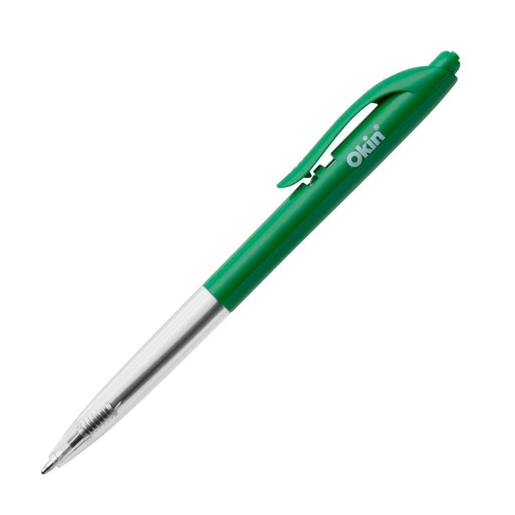 Okin Click Ballpoint Pen Medium Green, Pack of 10