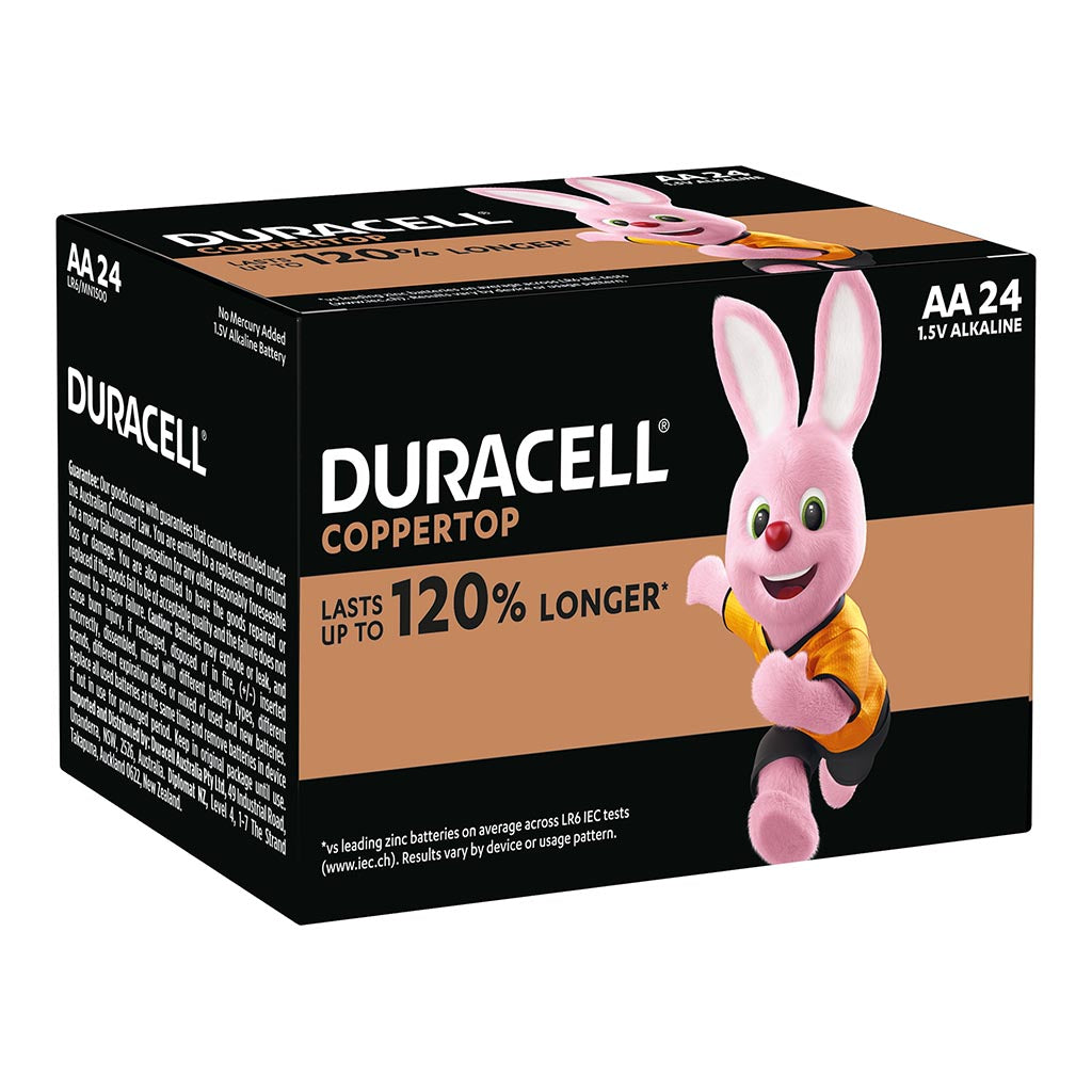 Duracell Coppertop Alkaline AA Battery, Bulk Pack of 24