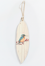 Vibrant wall art featuring Pohutukawa leaf and King Fisher on 4mm pine veneer, perfect for indoor decor and gifting.