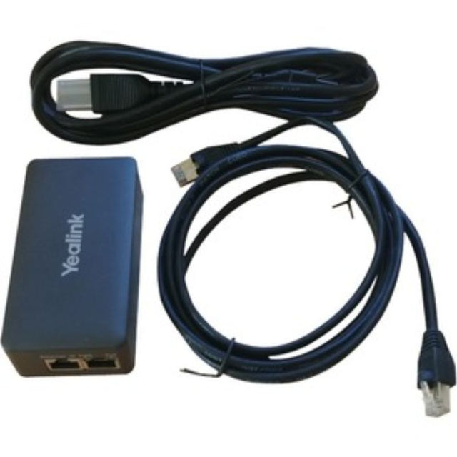 Yealink PoE Injector for powering and connecting VoIP devices with high-speed data over a single Ethernet cable.