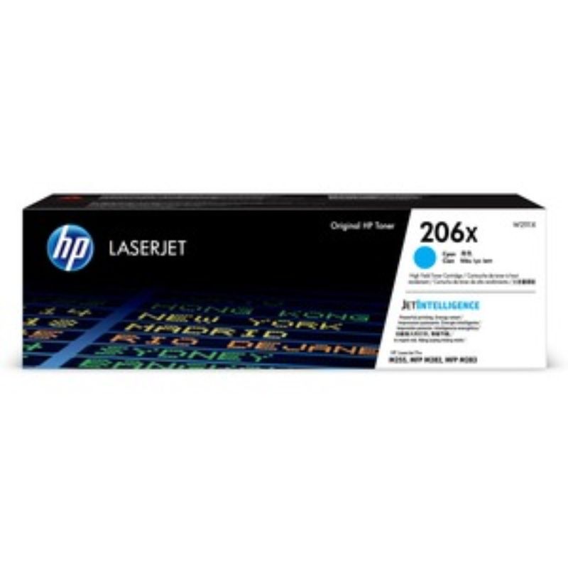 HP 206X Original Toner Cartridge - Cyan - Laser - High Yield - 2450 Pages