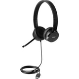 Lenovo 100 Stereo USB Headset with plush cushions, adjustable band, and noise-canceling mic for clear calls and comfy use.