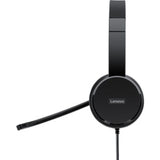 Lenovo 100 Stereo USB Headset: Comfortable, noise-canceling mic, plug-and-play, ideal for calls and music, perfect for home office.