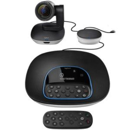 Logitech GROUP Video Conferencing System for mid-large meetings, featuring HD 1080p video, wide field of view, and clear audio.