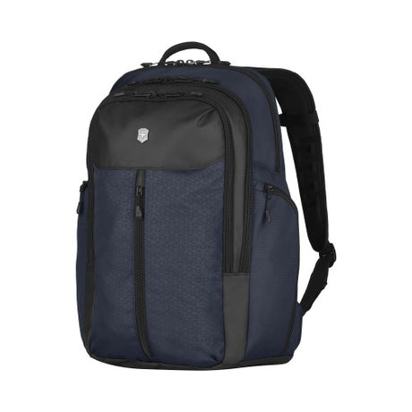 Victorinox Altmont Vert-Zip Backpack in blue, featuring a neoprene pocket, organized compartments, and enhanced comfort design.