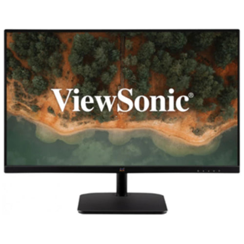 24" ViewSonic VA2432-MHD FHD IPS monitor with HDMI, VGA, and DisplayPort, featuring a frameless design and Eye Care technology.