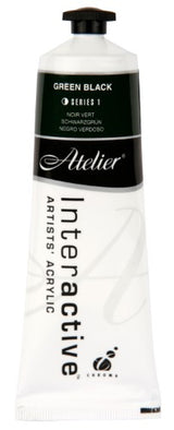 Atelier 80ml Green Black Acrylic Paint, versatile for blending and layering, perfect for artists seeking control over drying techniques.