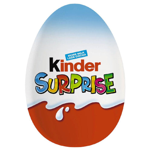 Kinder Surprise Blue 20g pack of 24 with chocolate eggs containing toy surprises for joyful snacking adventures.