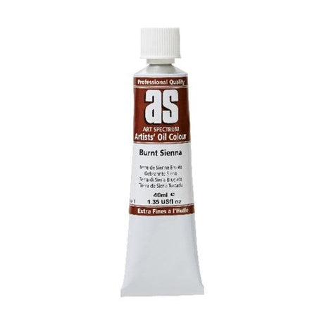 Artist Oil Paint 40ml S1 Burnt Sienna - rich, lightfast pigment for vibrant, durable artwork on various surfaces.