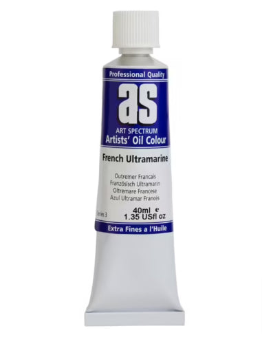 Artist Oil Paint 40ml tube in S3 French Ultra, featuring rich pigments, smooth application, and exceptional lightfastness.