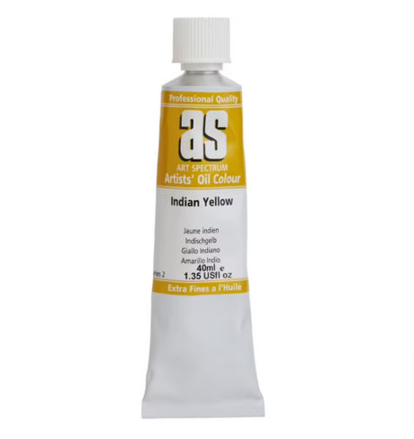 Premium 40ml Indian Yellow oil paint for vibrant, long-lasting art; rich pigment perfect for mixing and creating stunning colors.