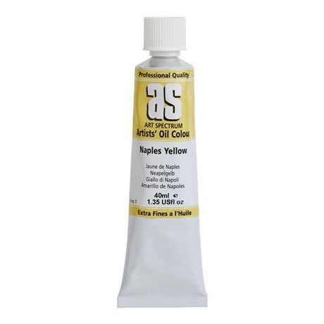 Artist Oil Paint tube in S1 Naples Yellow, 40ml, showcasing vibrant color, smooth texture, and premium quality for artists.