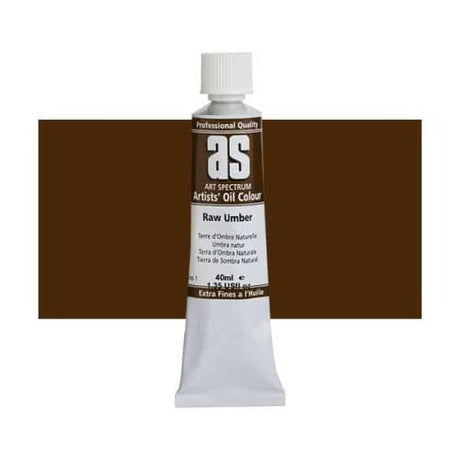 Artist Oil Paint in Raw Umber, 40ml; rich pigments, lightfast, permanent, ideal for vibrant artwork and mixing.