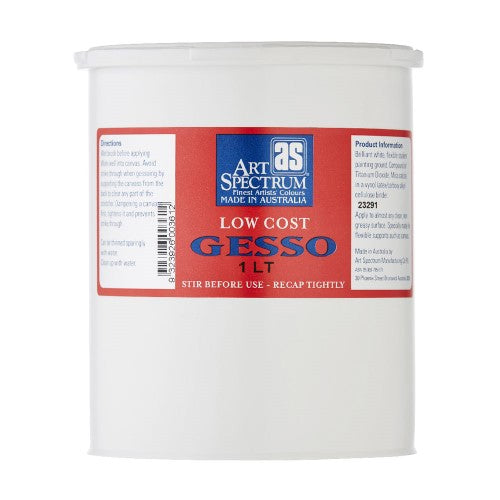 High-quality white gesso for artists, ensuring vibrant finishes on canvas, wood, and paper with waterproof, flexible formula.