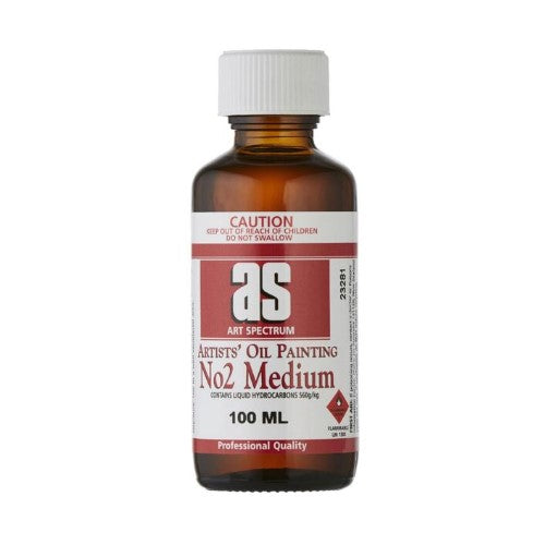 Artist Medium No 2 in a 100ml bottle, designed for oil painting to enhance textures and provide a glossy finish.