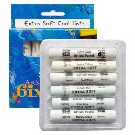 Artist Pastels Set featuring 6 soft pastels in themed cool tints, ideal for blending with rich, intense colors.