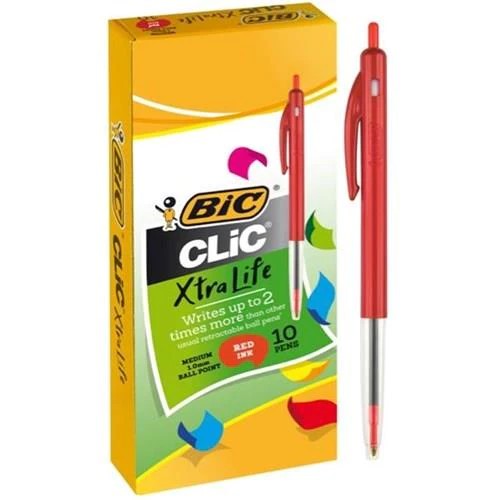 Bic ‘Clic’ Pen Red ( 10 Pack )