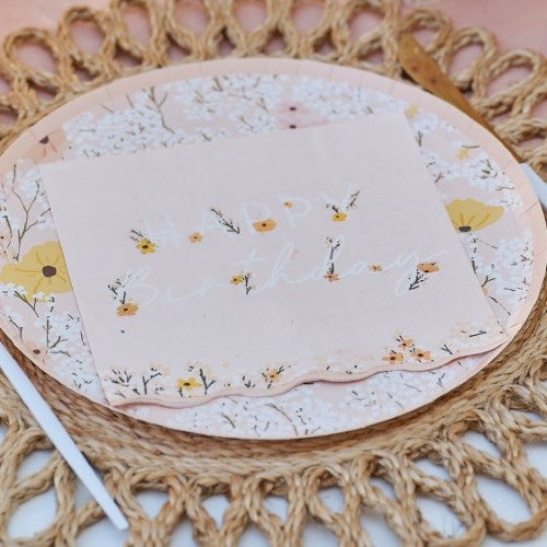 Birthday Bloom Floral Birthday Napkins - Pack of 16
