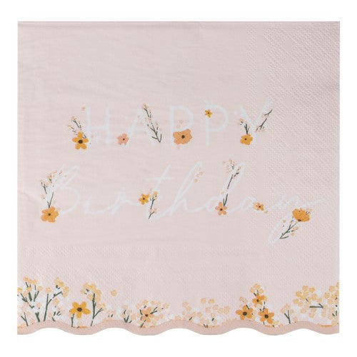 Birthday Bloom Floral Birthday Napkins - Pack of 16