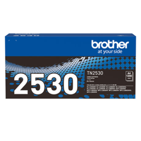 Brother TN2530 Black Toner cartridge for high-quality, smudge-free printing with a yield of up to 1,200 pages, compatible with select models.