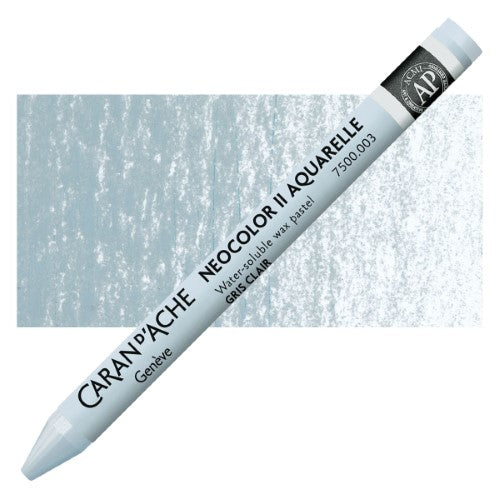 Pack of 10 Caran D’ache Neocolor II Light Grey crayons, ideal for artists with high pigment and versatile wet/dry techniques.