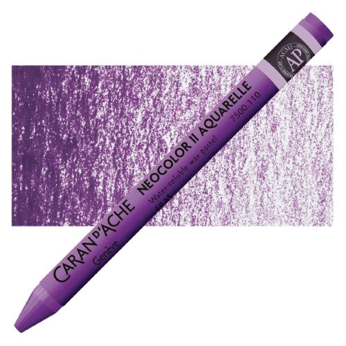 Caran d'Ache Neocolor II Lilac crayons in a pack of 10, featuring vibrant color, high lightfastness, and versatile application.