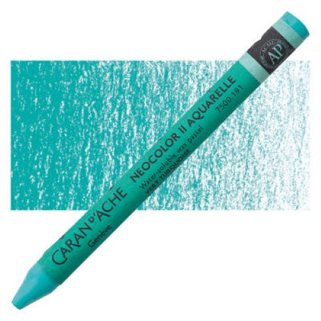 Bright turquoise green crayons in a pack of 10, perfect for blending in wet and dry art techniques.