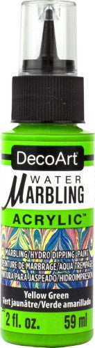 DecoArt Water-Marbling Paint in vibrant Yellow Green, perfect for creating unique patterns on water surfaces.