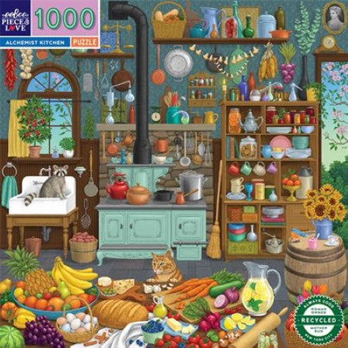 "1000-piece jigsaw puzzle featuring a mystical alchemist's kitchen with detailed artwork by Vasilisa Romanenko."