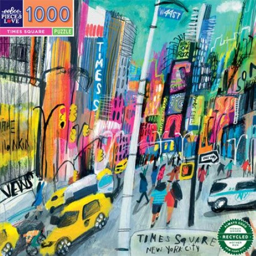 Colorful 1000-piece jigsaw puzzle of New York City's Times Square by Maru Godas, perfect for home relaxation.