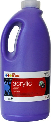 Violet acrylic paint in a 2-liter bottle, ideal for vibrant art projects, fast-drying, non-toxic, and versatile for various techniques.