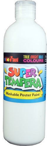 Fas Super Tempera 500ml White: non-toxic, versatile poster paint with vibrant colors, ideal for art projects and easy cleanup.